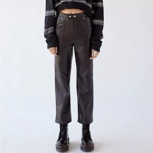 BLANK NYC Baxter Vegan Leather Straight Leg Pants Ribcage Pant Black 27